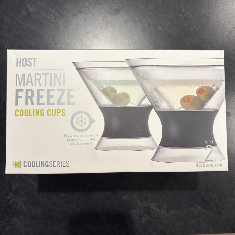 Host Martini Freeze Cooling Cups Set of 2 Clear Gray